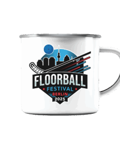 Floorball Festival 2025 Kopie - Emaille Tasse (Silber)
