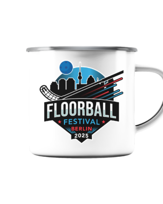 Floorball Festival 2025 Kopie - Emaille Tasse (Silber)