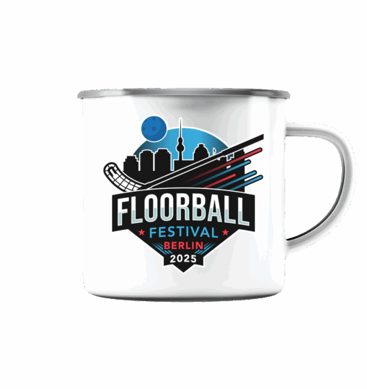 Floorball Festival 2025 Kopie - Emaille Tasse (Silber)